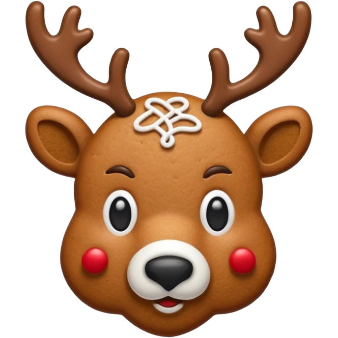 gingerbread cookie in reindeer head shape emoji
