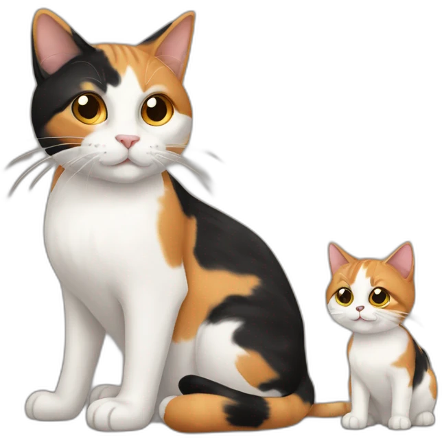 calico cat and his baby emoji