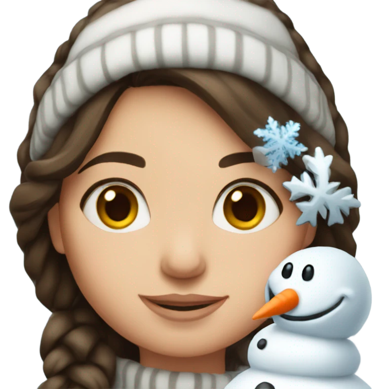 Brunette Girl with a Snowman emoji
