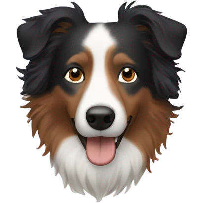 A white man with curly hair with a Border collie emoji