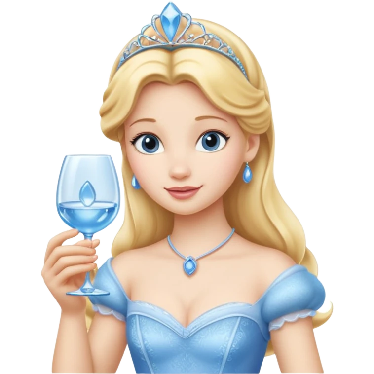 Isolated, detaile illustration of the most incredibly beautiful with an innocent appearance, Disney princess Cinderella holding one glass slipper 
figurine imaginable, toy style. emoji