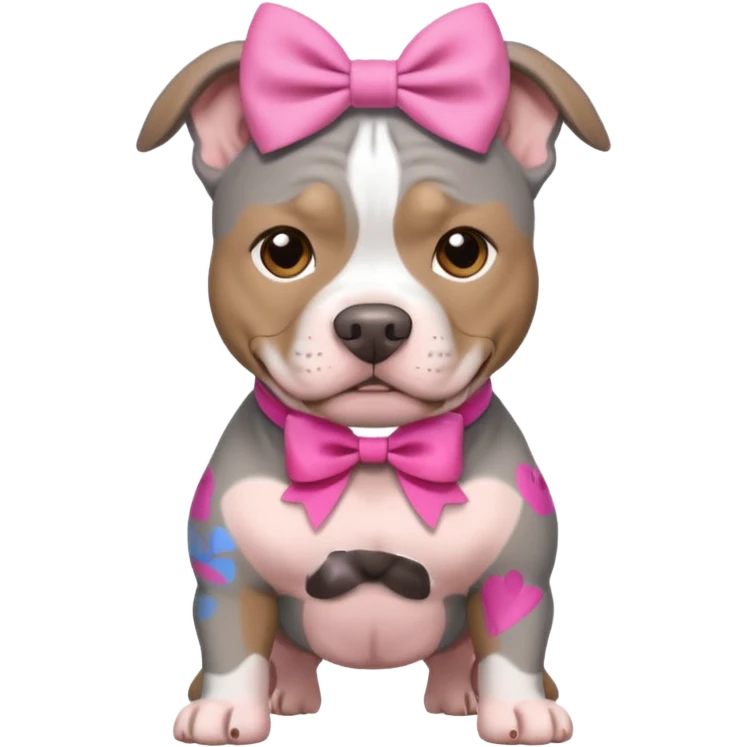 Gray Pitbull with a pink bow emoji