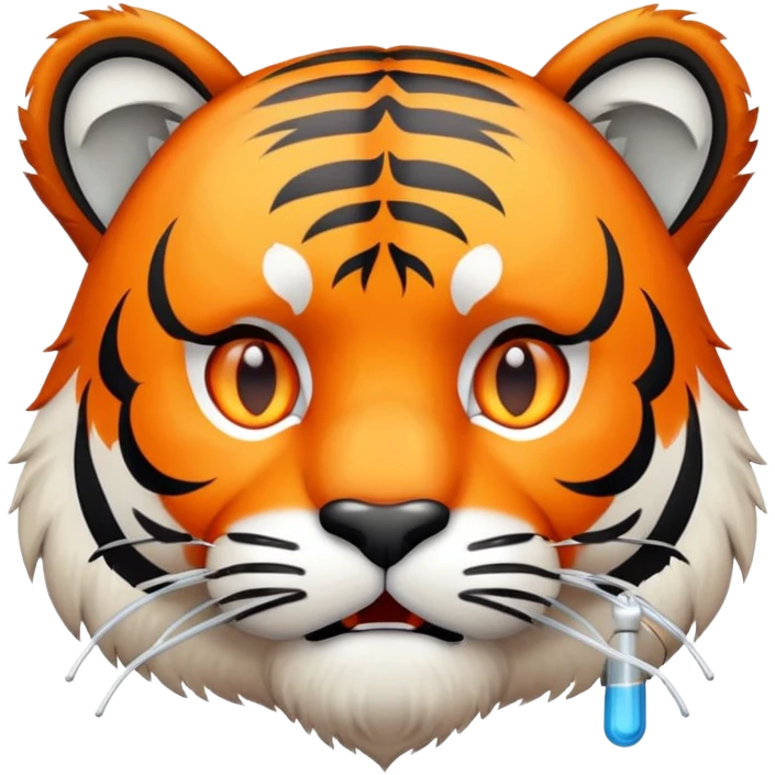 sick tiger face with thermometer and tissue for Twitch emote emoji