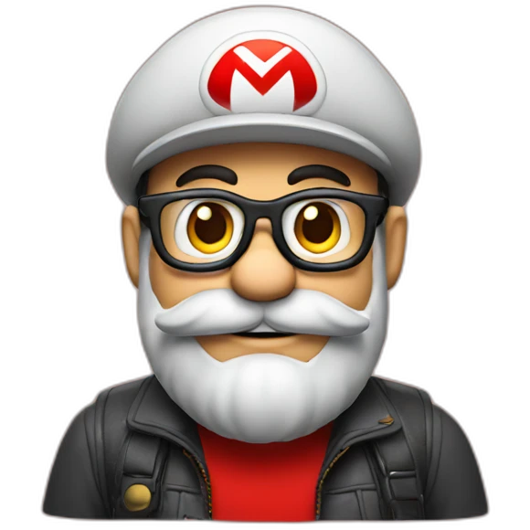 Super Mario in red hat with glasses and beard emoji