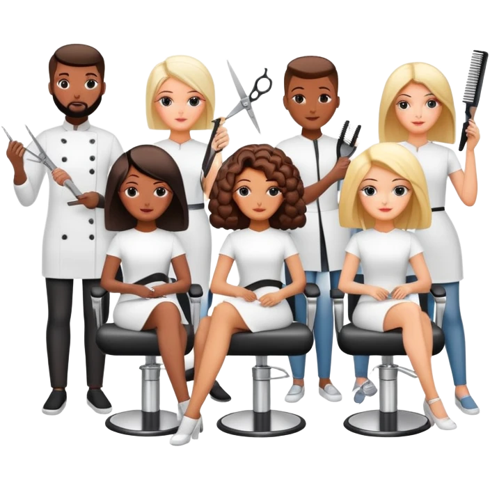 group of people learning hairdressing in beauty salon training emoji