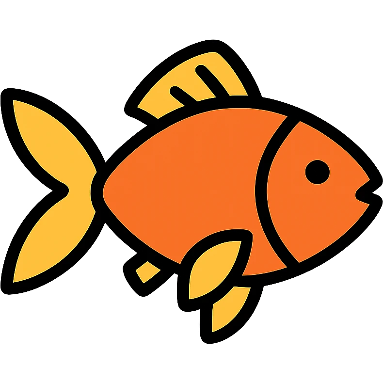 flat icon of a goldfish, minimal color, no gradients emoji