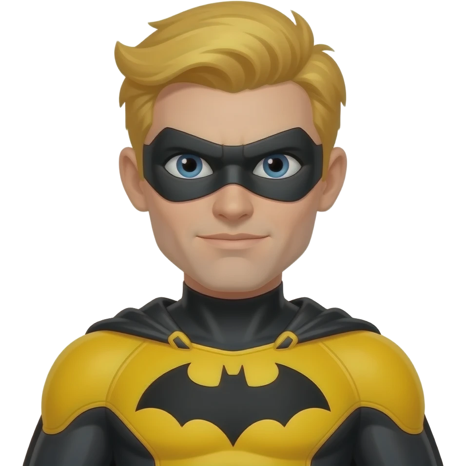 Create an emoji of the superhero sentry with yellow and black suit and golden hairs excluding the bat symbol emoji