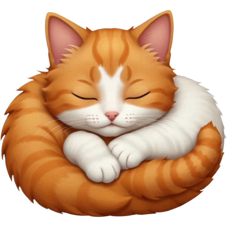 ginger and white small cat curled up with head upside down with eyes closed emoji