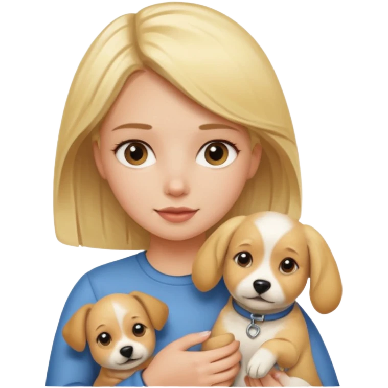 Девушка блондинка держит свою собачку emoji