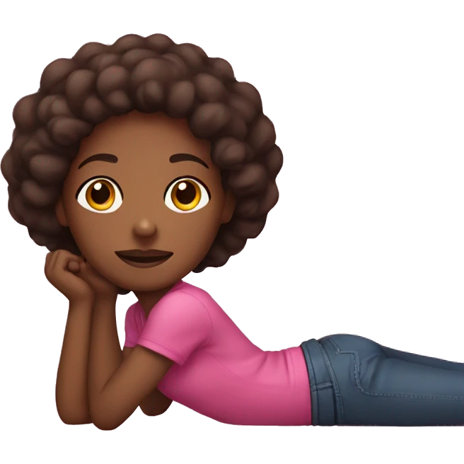 dark brown girl with pink shirt laying down emoji
