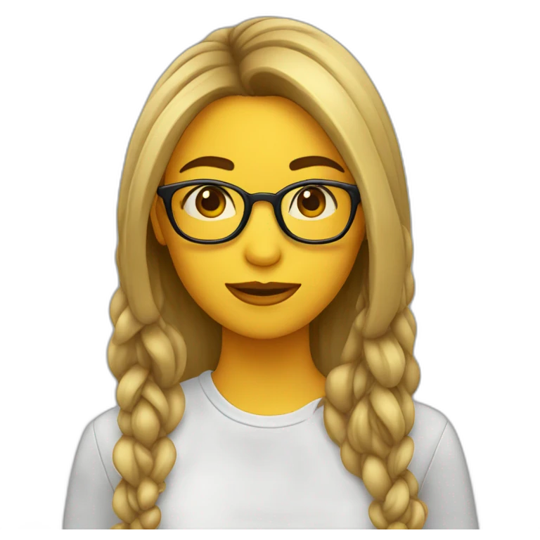 Chica con lentes cabello largo claro emoji