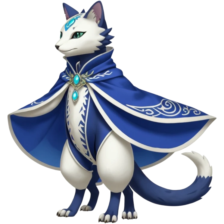 Kawaii cute beautiful pretty elegant divine edgy feline-vernid-sergal-Fakémon-Pokémon-Digimon-fursona-animal-creature, full body, with intricate detailed markings, Embroidered capelet, silken shawl emoji