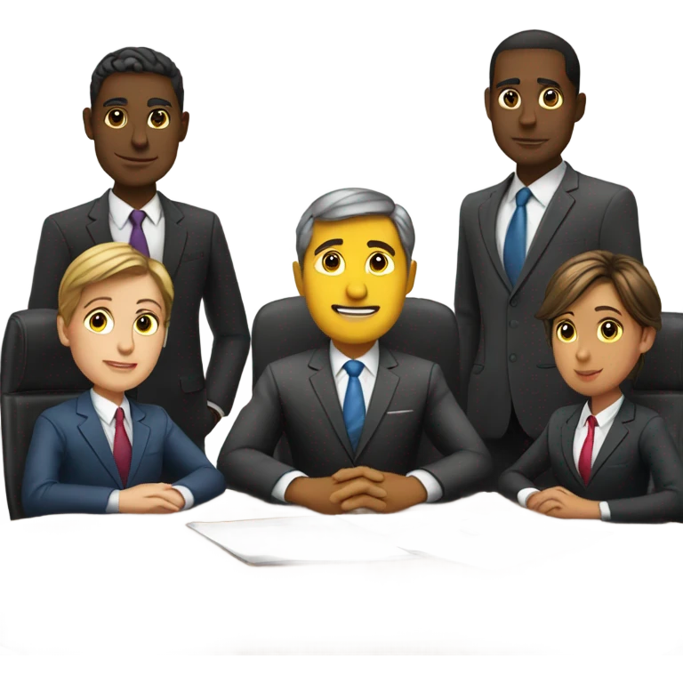 5 people in suits sitting at a table emoji