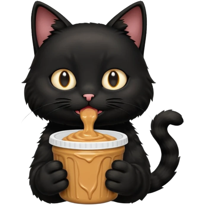 Black cat eating peanut butter emoji