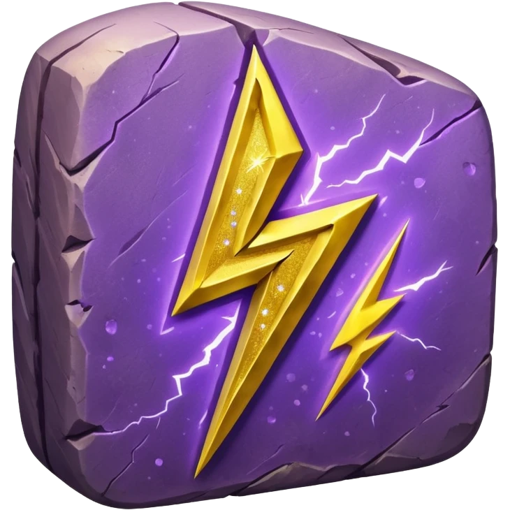 Purple rune with Yellow lightning bolts emanating from it. With glitter shine emoji
