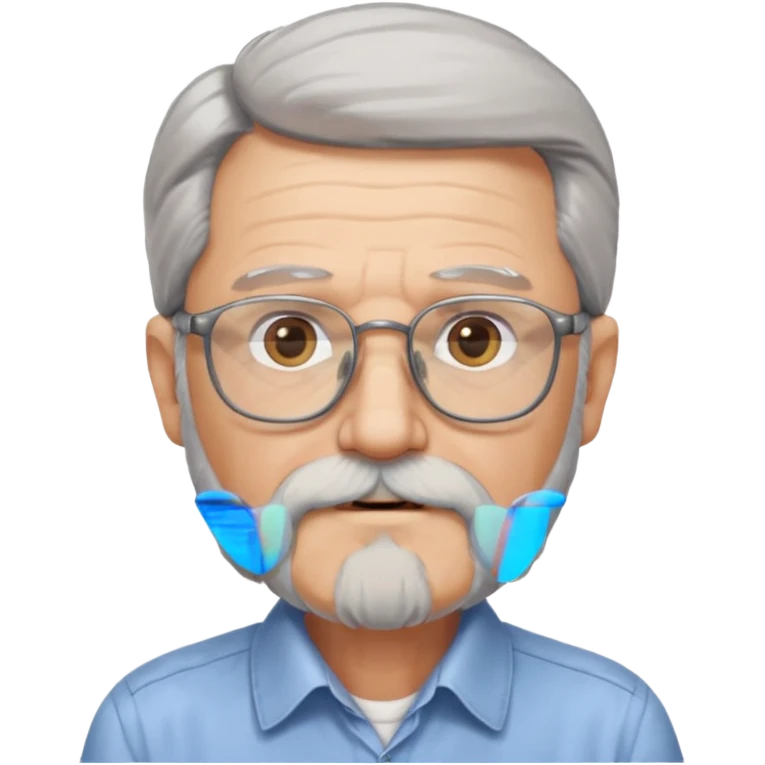 old man with long hair and beard wearing glasses with shirt emoji
