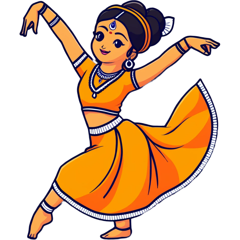dancer in traditional Indian attire, mid-dance pose, vibrant colors emoji