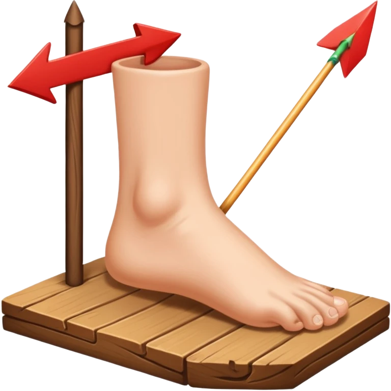 tavolo con freccia verso un piede emoji