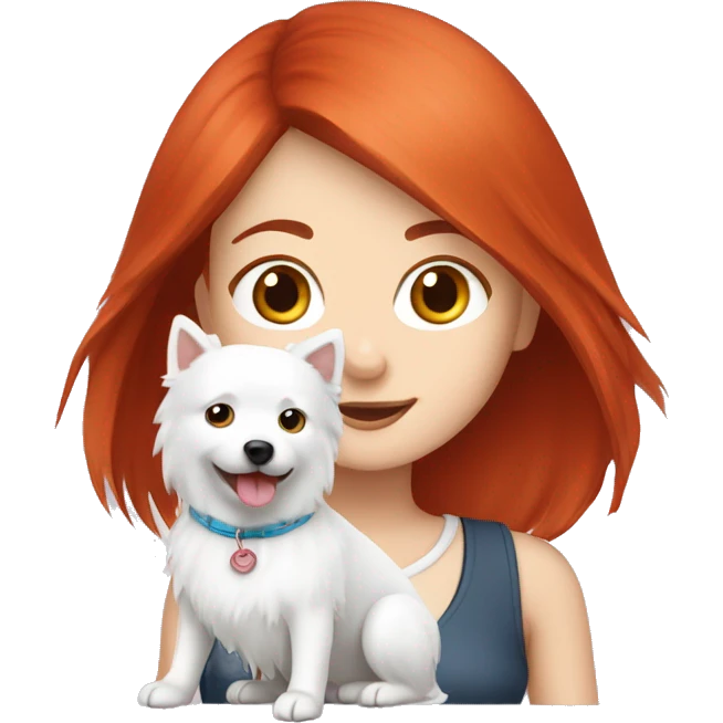 red hair girl with Japanese spitz dog emoji
