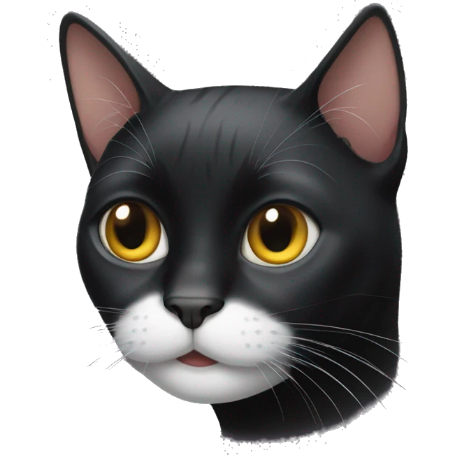 Black cat with a white stripe on its nose emoji