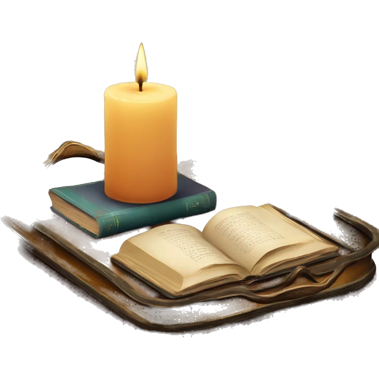 vintage tray with books and candle emoji