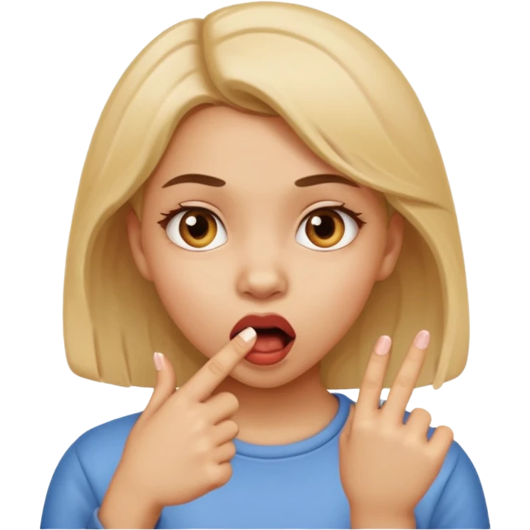 a girl bitten her finger emoji