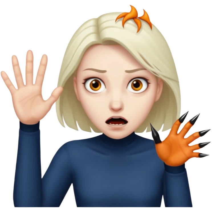 Olandria from love island looking like an evil creature with her claws on Nick from love island  emoji