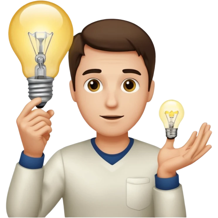 male portrait with light bulb emoji