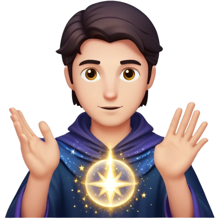 man casting a magic spell with sparkles and magic effects emoji