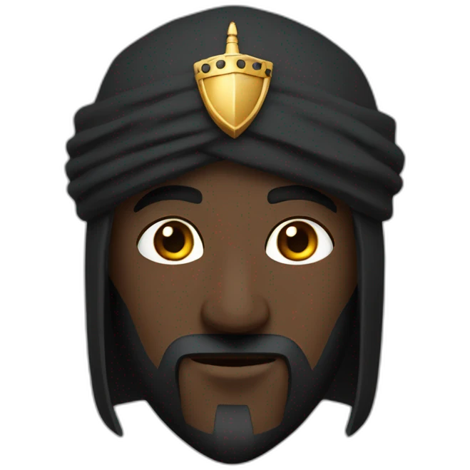 Black knight with Arabic features wearing turban emoji