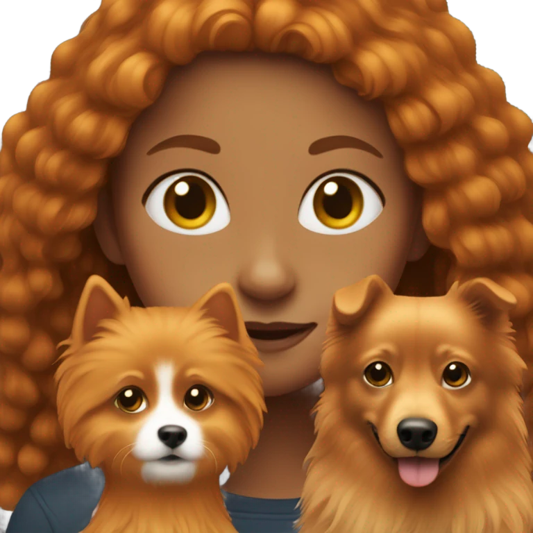 Ginger girl with a female black spitz emoji