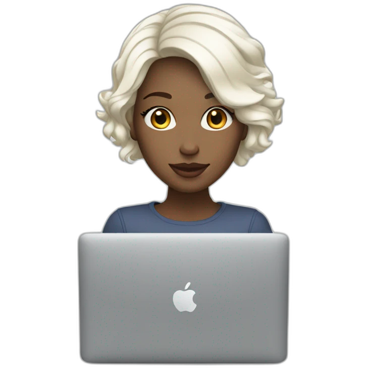 it-white-girl-white-short-hair-with-macbook emoji