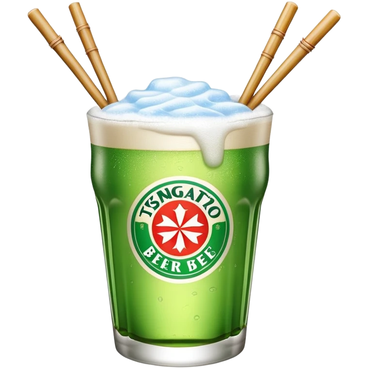 Tsingtao beer with chopsticks emoji