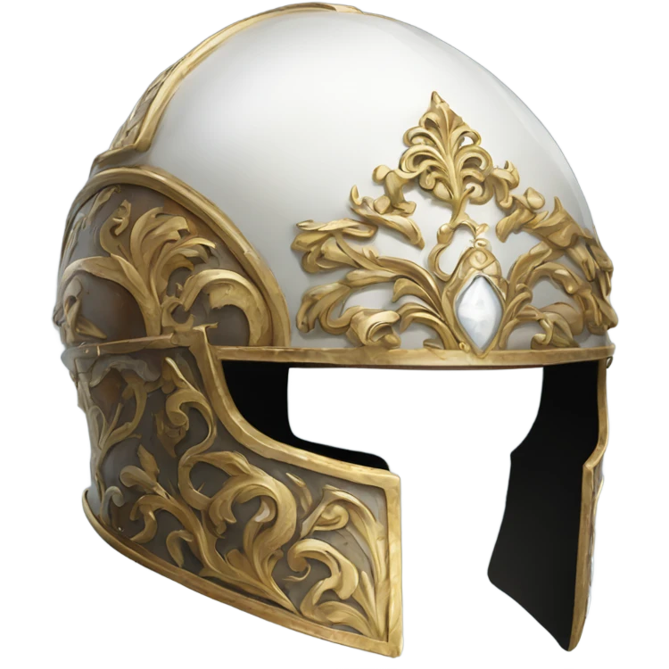ornate french full-face closed armet helmet intricate white inlays emoji