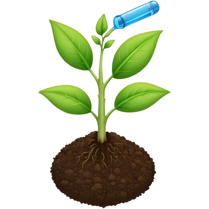 A small green plant sprouting from soil, growing upwards, with a blue progress bar above it indicating growth emoji