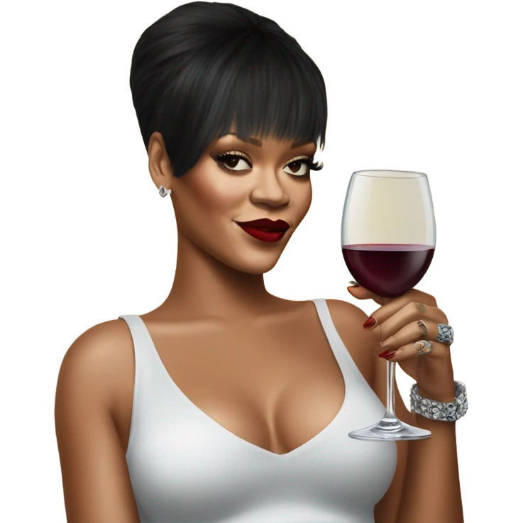 Photo Realistic Rihanna with wine glass emoji