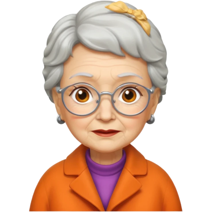 a granny with orange coat emoji