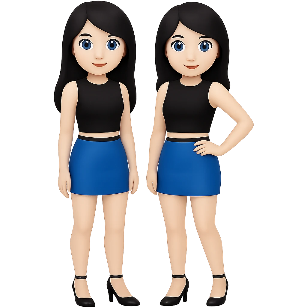 Change hair color to black, keep all other features the same, in emoji style with no background. emoji