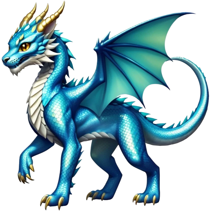 Shiny exotic Dragon-type Fakémon-Lynx full body emoji