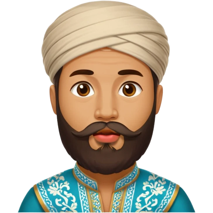 uzbek bearded man with national outfit licking his lips emoji