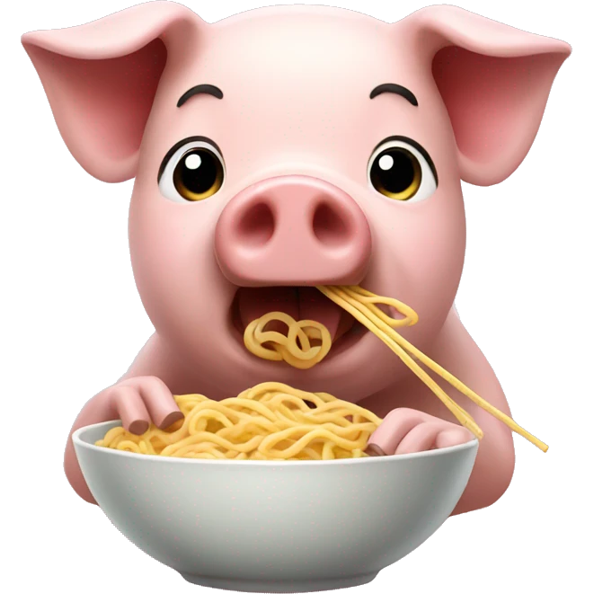 Pig eating noodles emoji