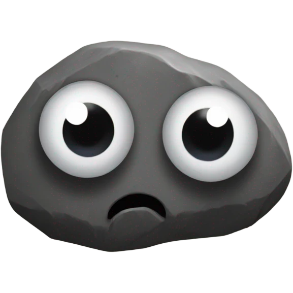 realistic rock, plastic googly eyes glued on emoji