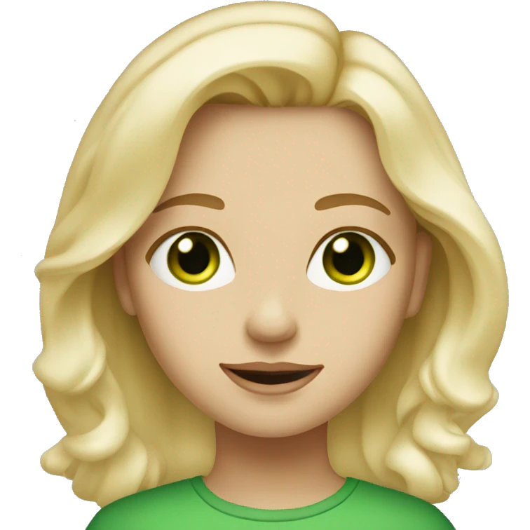 Blonde girl with green eyes put a cream on her face  emoji