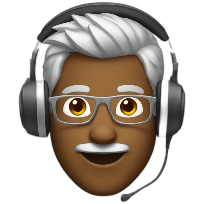 Silver fox with Headphones emoji