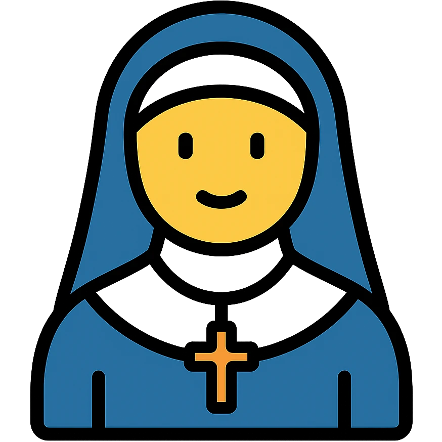 color outline icon of a nun with yellow skin emoji