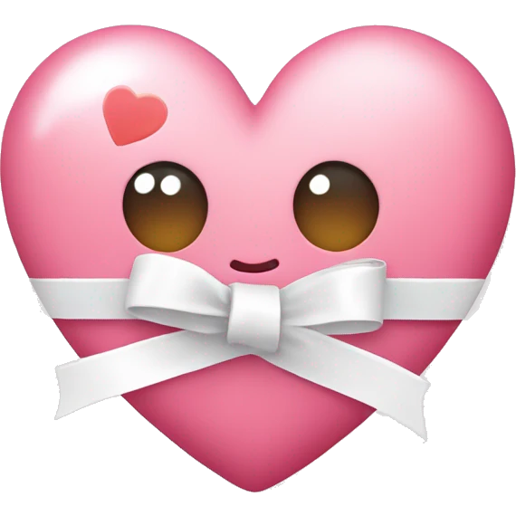 Cute pink heart with white ribbon emoji