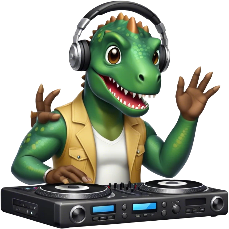 a dinosaur as a dj emoji