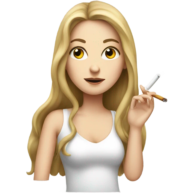 White girl with long hair smoking a cigarette  emoji