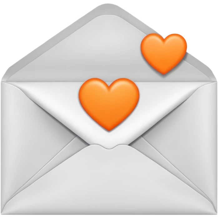 white envelop with small orange heart inside emoji
