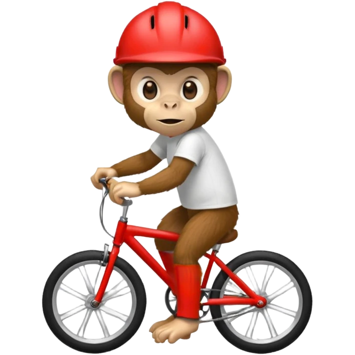 monkey with red bicycle helmet, tshirt emoji